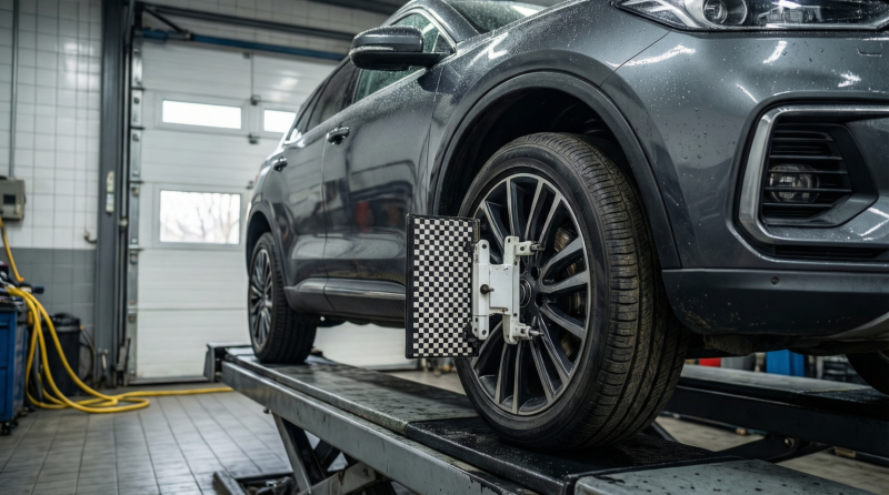 автомобиль во время проведения сход развала